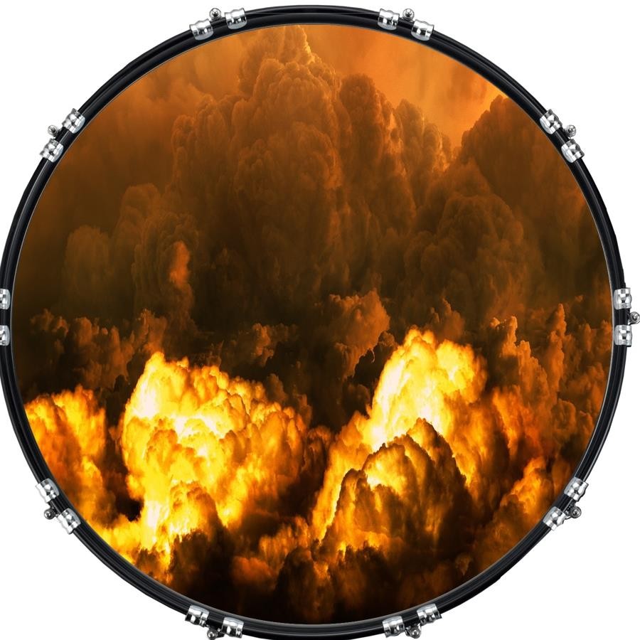 22" Custom Bass Kick Drum Front Head Graphic Graphical Explosive Background