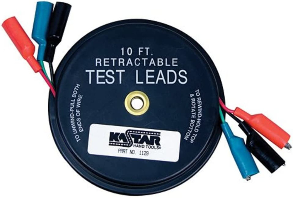 (1129 Retractable Test Lead, Black, 3 Leads X 10'