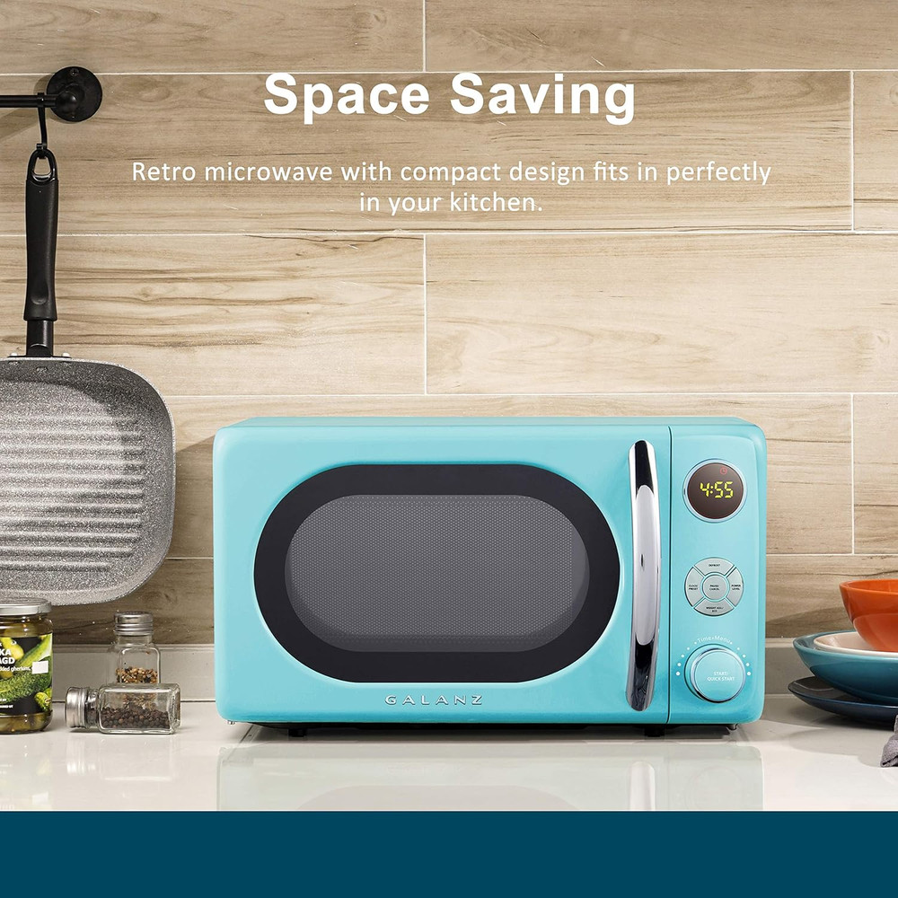GLCMKA07BER-07 Retro Microwave Oven, LED Lighting, Pull Handle Design, Child Loc