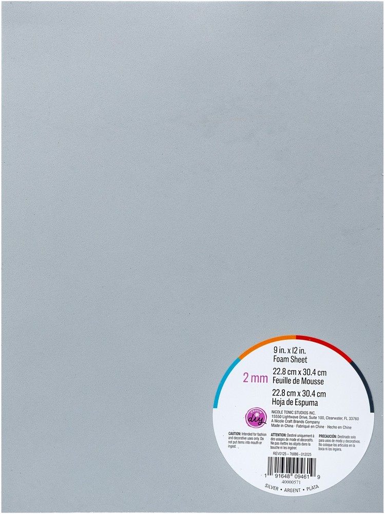 Glitter Foam Sheet 9"X12" 2mm Silver