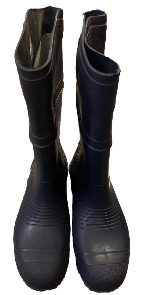 Boot Plain Toe Cleated Boot Pull On Rubber 16” Blue Men's Sz 13 Made In USA EUC