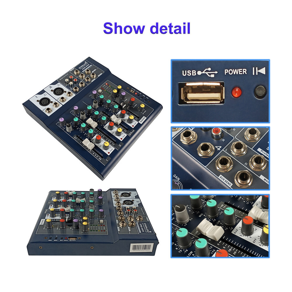 4CH Audio Mixer DSP Console Echo Effect Processor USB Interface Mixing System