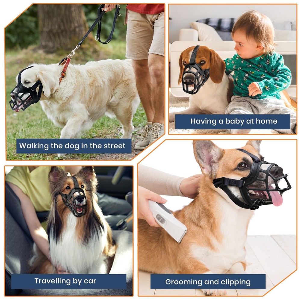 Royal Claws Dog Muzzle, Basket Muzzle for Small Medium Large SIZE 1, Black