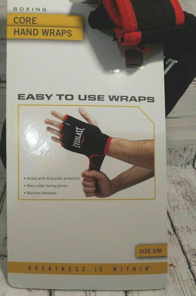 Everlast Boxing Core Hand Wraps Black and Red Size Small/Medium G22