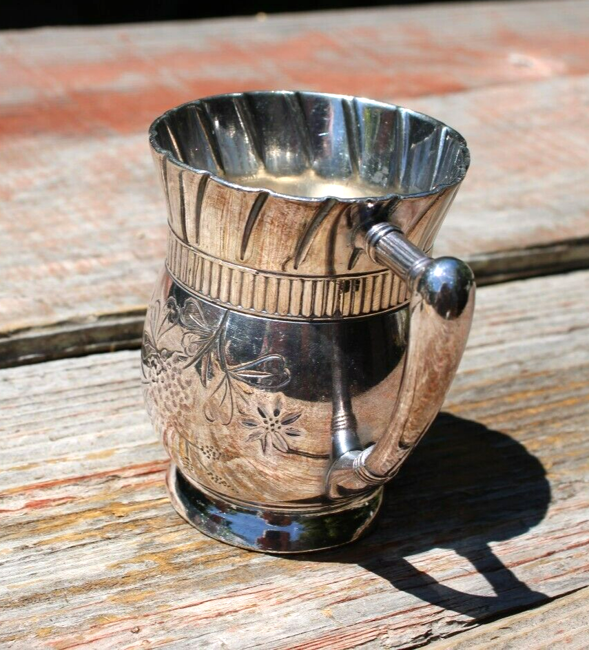 Victorian Meridan B Co. Etched Silver Plate Small Cup #163
