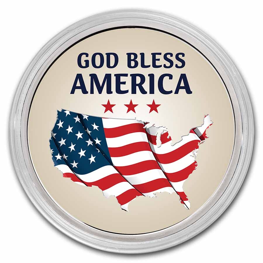 1 oz Silver Colorized Round - APMEX (God Bless America, Map)