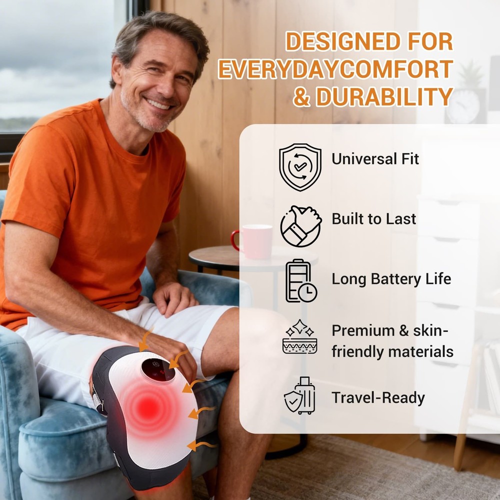 Knee Wrap Massager Air Compression Heating Pad for Circulation Therapy