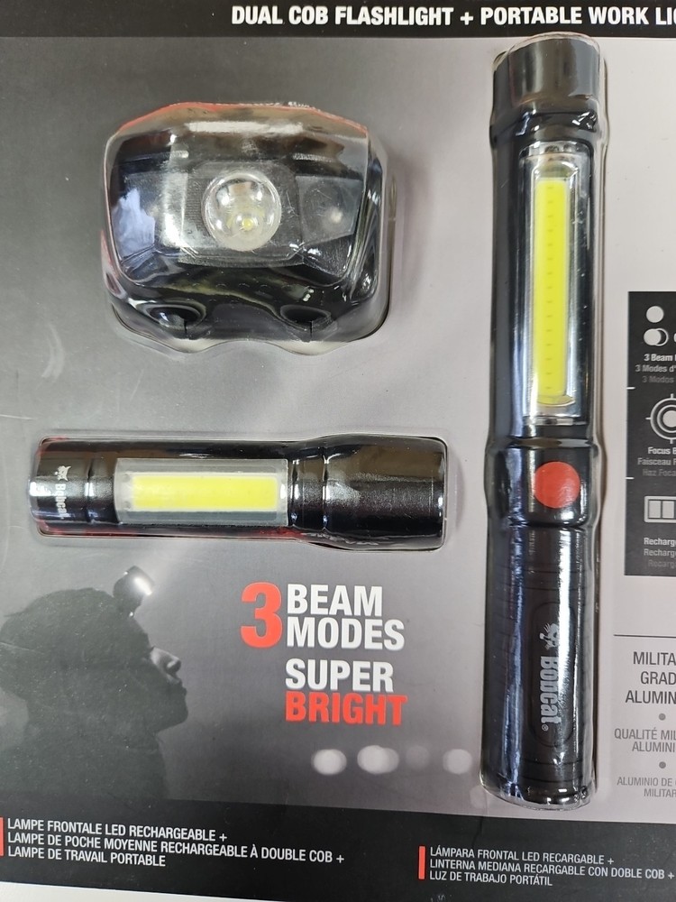 Bobcat Adjustable LED Frontal Headlamp Dual Cob Flashlight Portable Work Light