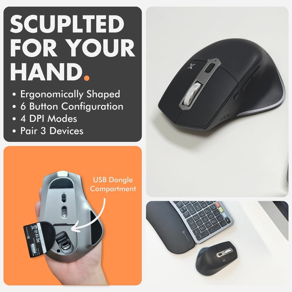 X9 Ergonomic Keyboard and Mouse Wireless Combo 2.4G+BT - Comfortable Bluetooth