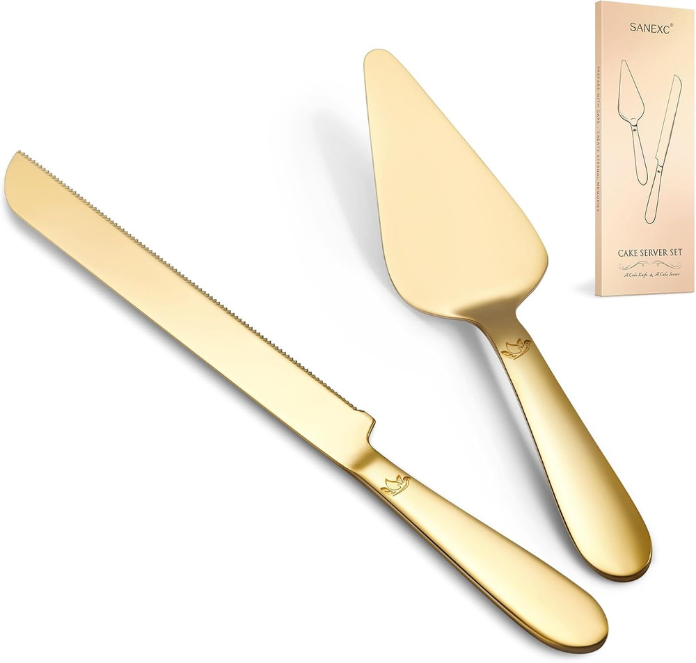 Cake Cutting Set for Wedding - Extended Cake Knife and Server Set Thickened Stai