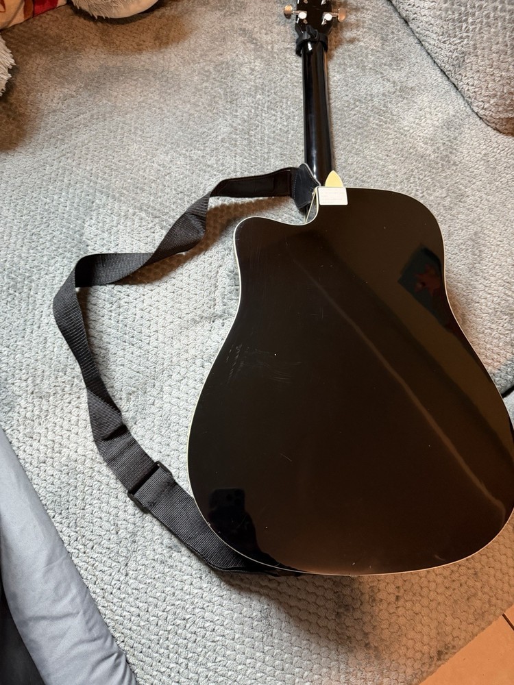 Black Dreadnought Acoustic Guitar 6 String w/ Strap