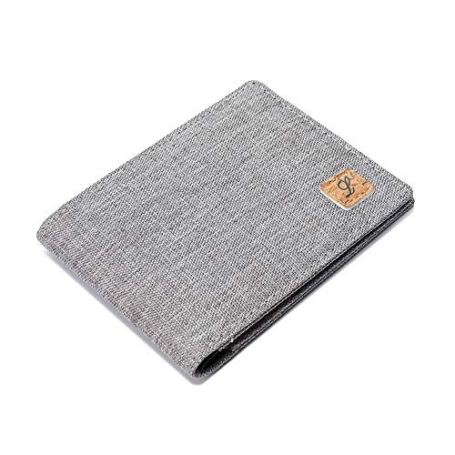 Minimalist Fabric Wallet Bifold RFID Blocking… Light Grey