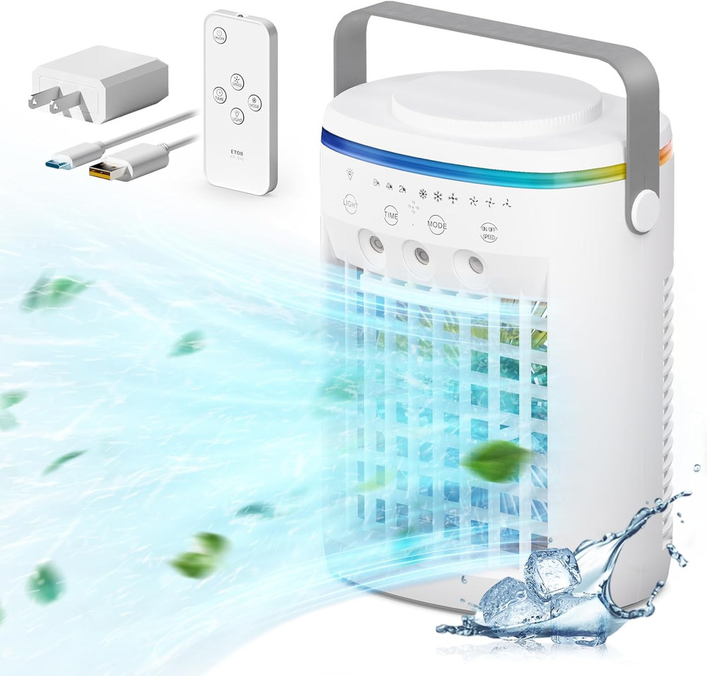 Portable Air Conditioner 3-Speed Evaporative Air Cooler Fan w/ Timer Remote Tank