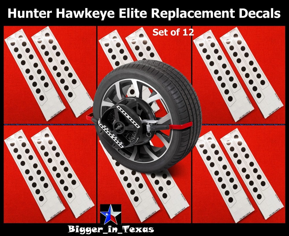 12 Hunter Hawkeye Elite Wheel Alignment Target OEM Replacement Decals 128-1395-3
