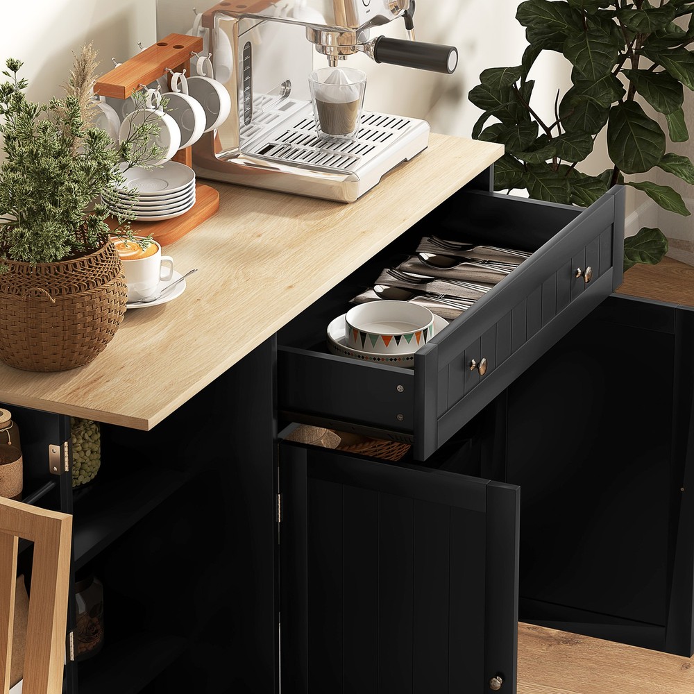 41" Sideboard Buffet Cabinet with Storage Drawer, Adjustable Shelf, Black
