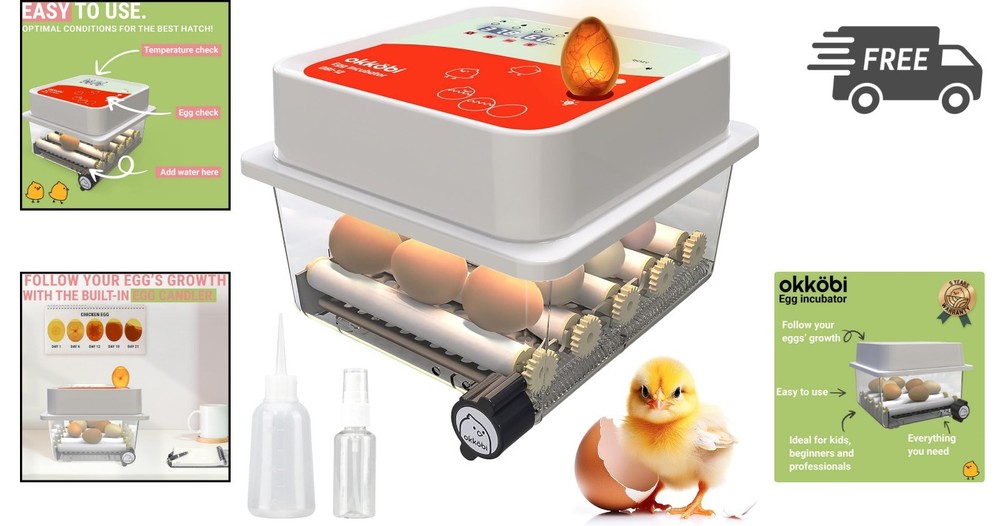 Incubator for Hatching Eggs Automatic Egg Turn Humidity Control Bird Eggs Hat...