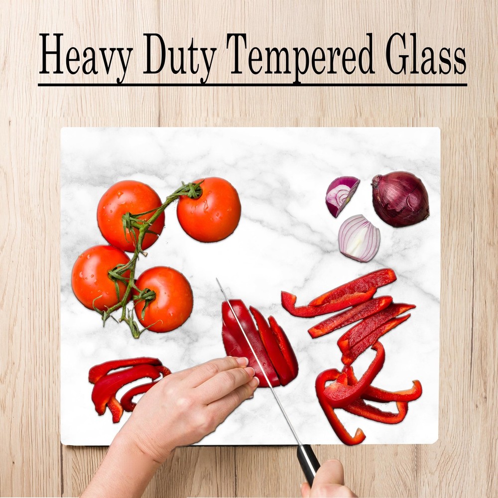 White Agate Marble Kitchen Glass Cutting Board Ocean Decorative Gift Marbled ...