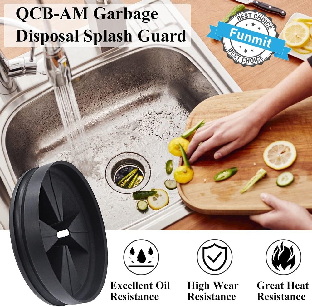 3 3/8" Garbage Disposal Splash Guards Sink Baffle 3 3/8", Black - 2 Pack