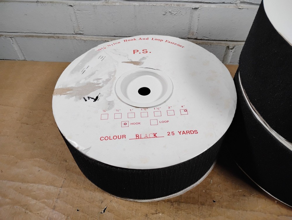 Three 25 Yard Rolls of 4" Adhesive Back Nylon Black Hook & Loop Tape