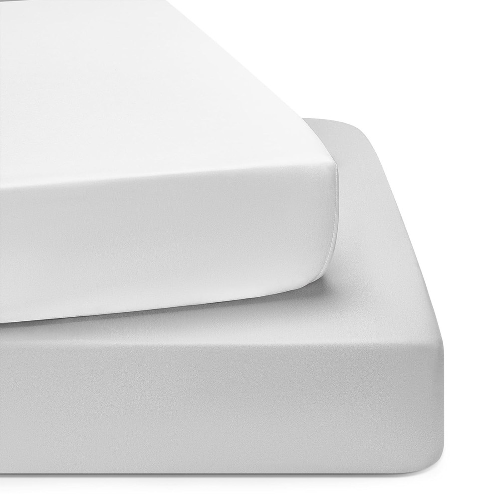 High-Quality Fitted Crib Sheets - 2-Pack in Elegant White & Gray (28x52)