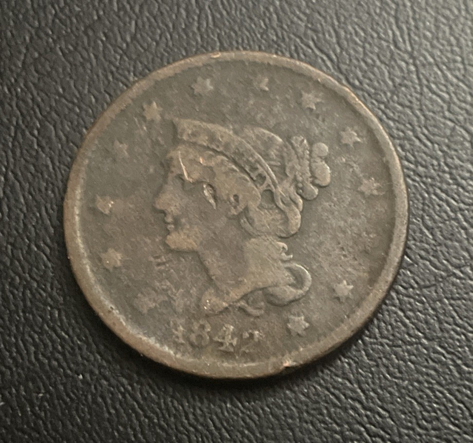 1842 Braided Hair Large Cent