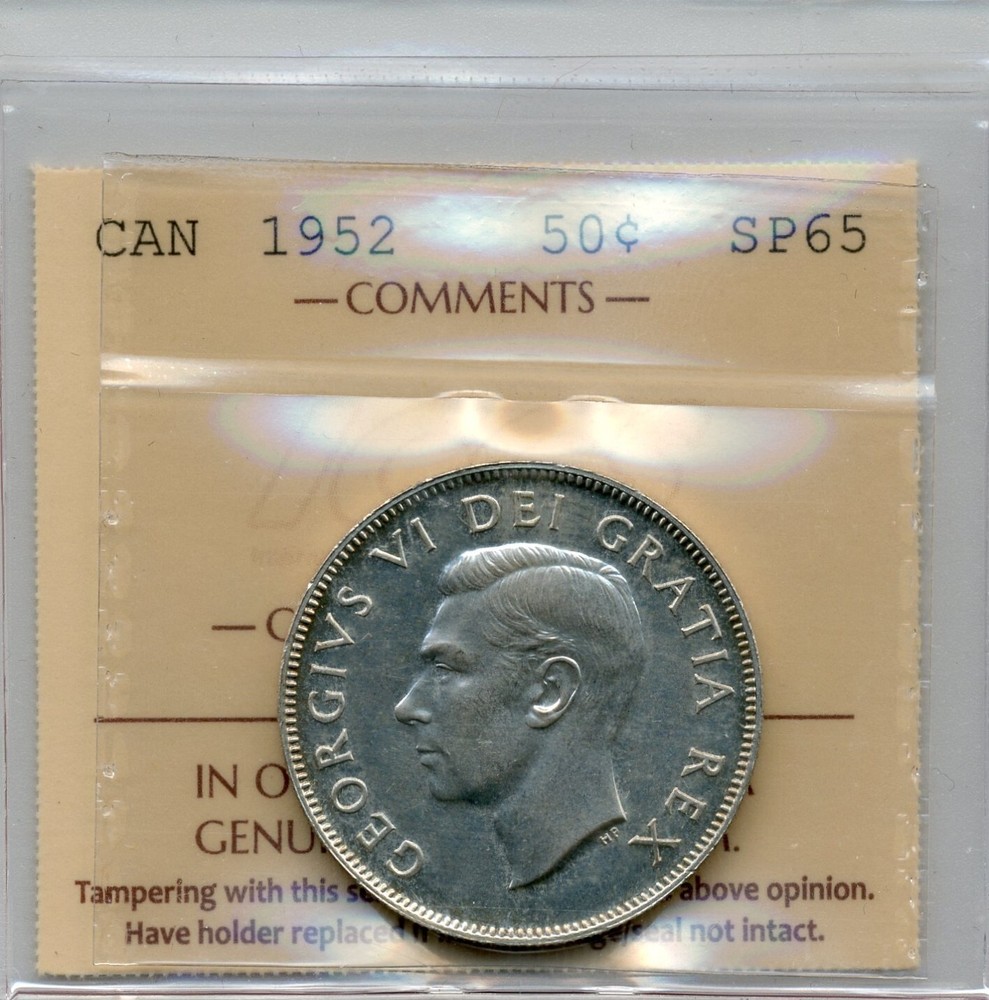 1952 Canada 50 Cents - ICCS SPECIMEN 65