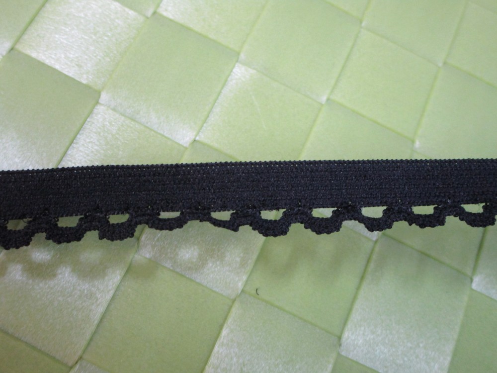 10 yards 1/2" width in black color stretch scroll elastic trim for your design