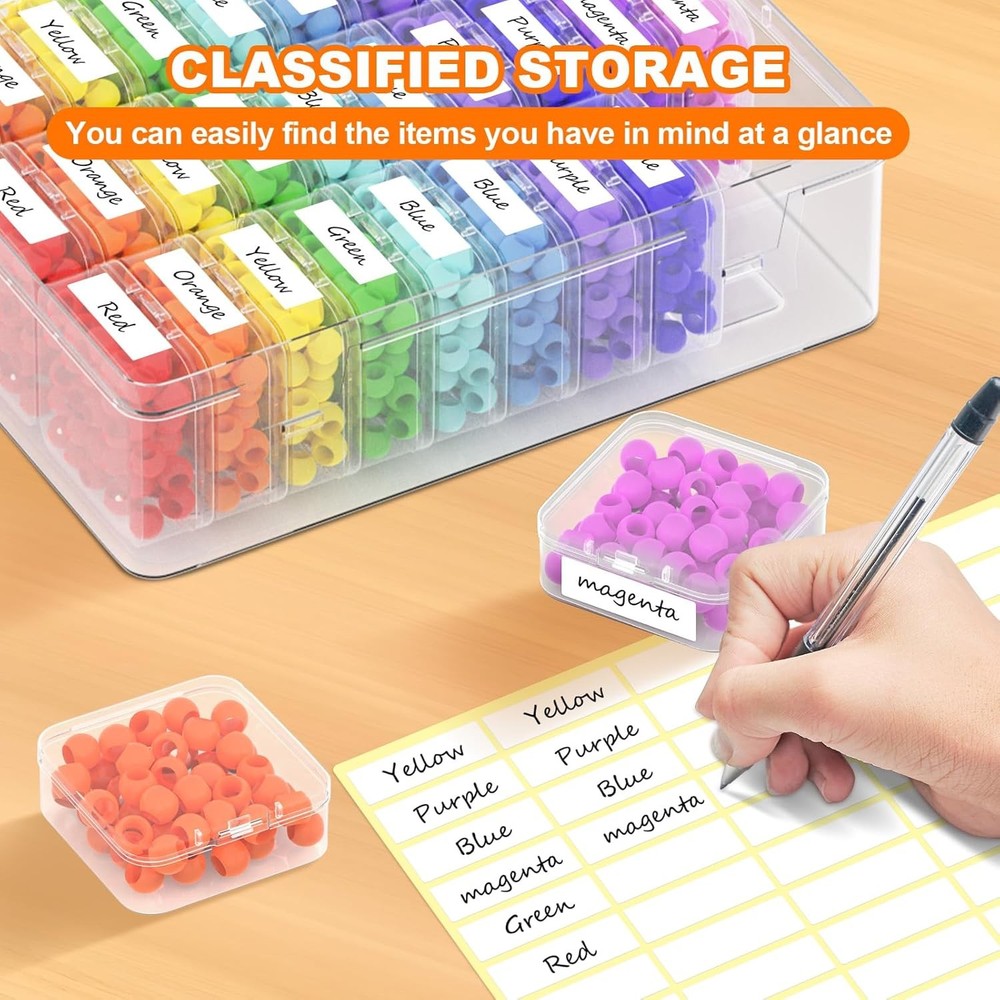 Bead Organizer Box, 30 Pcs Clear Plastic Storage Containers Features Hinged Lid
