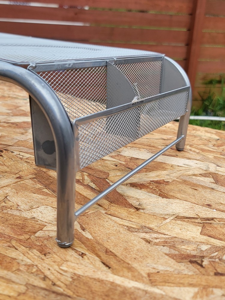 X2 ...Grey Metal Mesh Computer Moniter Stand & Riser W/ Pull Out Shelve