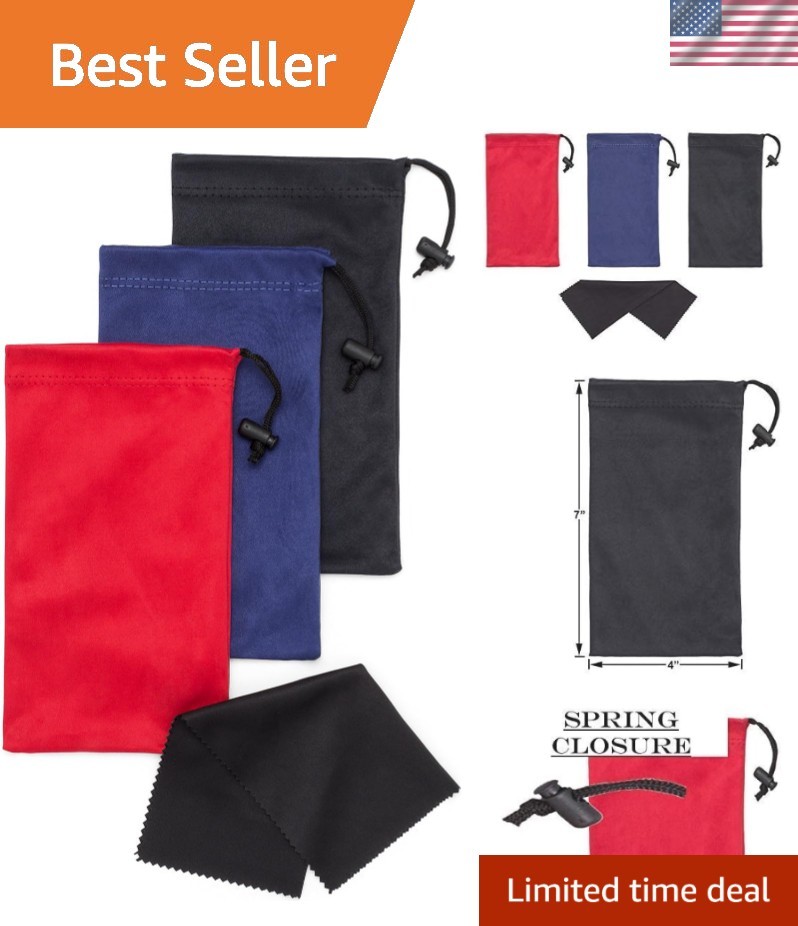 Quality Microfiber Sunglasses Pouch With Spring Fastener