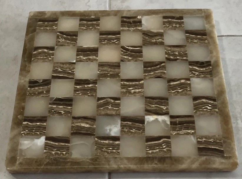 MIDCENTURY ONYX MARBLE CHESS SET COMPLETE ALL PIECES