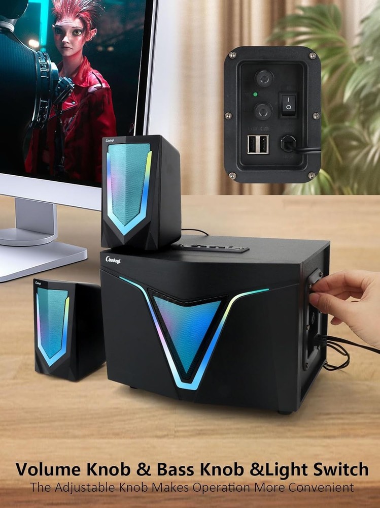 2.1 USB-Powered Computer Speaker with Subwoofer,Computer Speakers with 9 su...