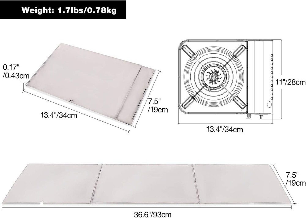 Portable Windshield for Butane Burner & Camping Stove - Rust Resistant & Compact