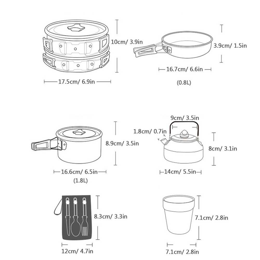 Portable 4-Person Camping Cookware Set SSBU