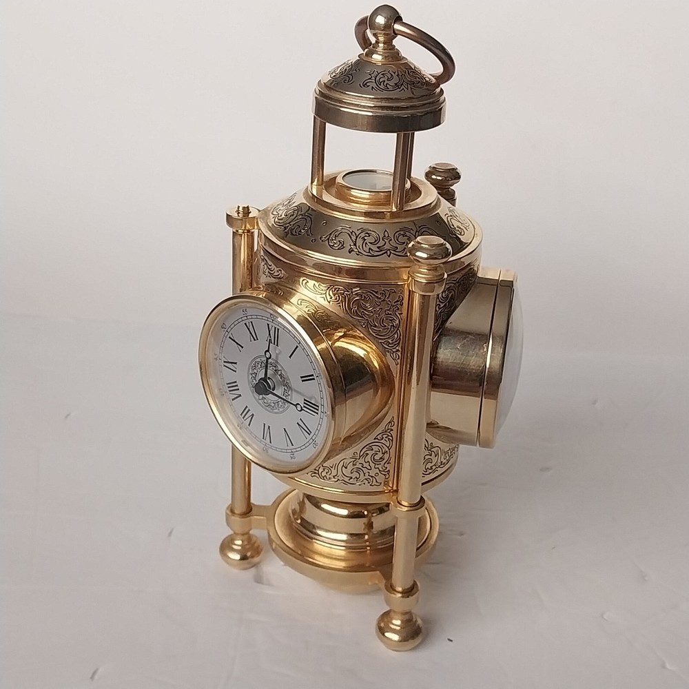 NAUTICAL 3-SIDED BRASS - CLOCK, BAROMETER, THERMOMETER & COMPASS WORKING