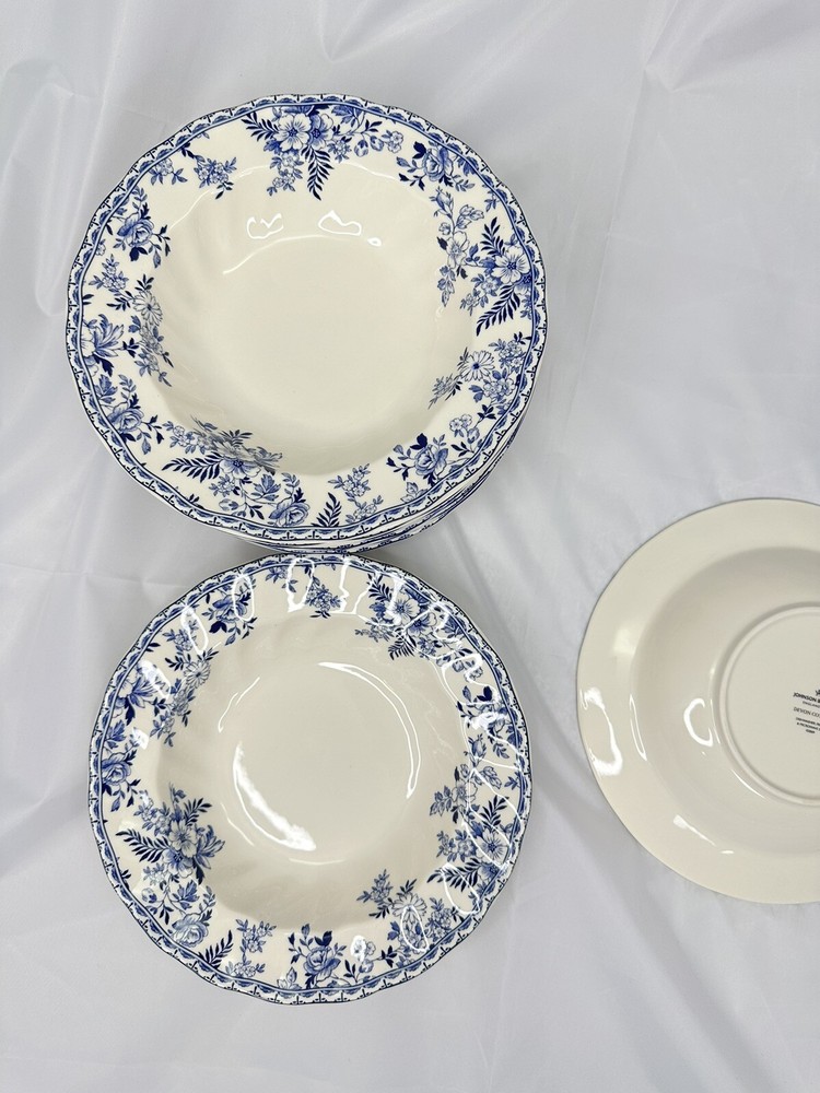 Johnson Brothers Devon Cottage Pasta Bowl Blue White