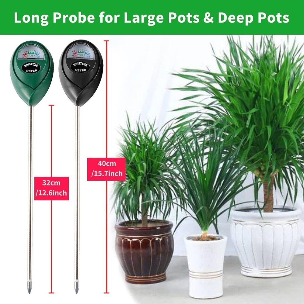 Extended Long Probe Soil Moisture Meter, 2 Pack Plant Water Meter Soil Meter ...