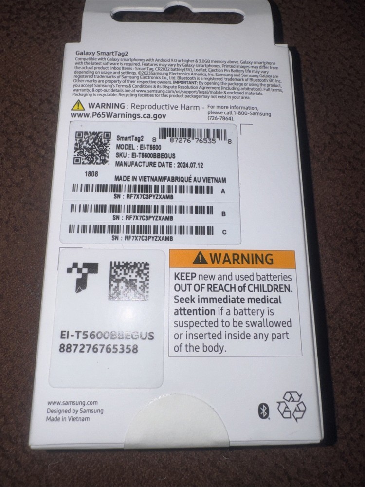 SAMSUNG Galaxy SmartTag2, Bluetooth Tracker, Smart Tag 2023, 1 Pack, Black