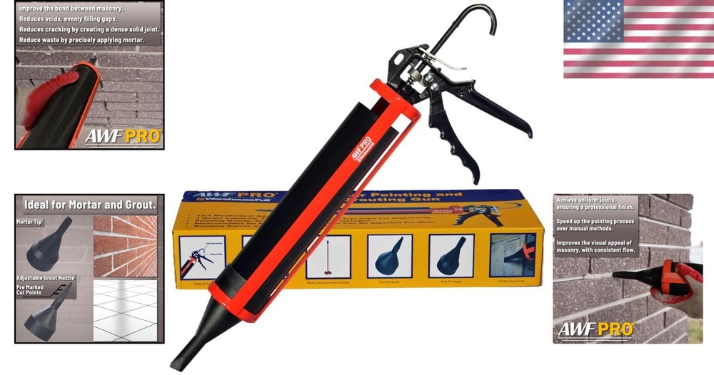 Mortar Pointing Gun - 1 Quart Capacity, 12:1 Thrust for Precision Work