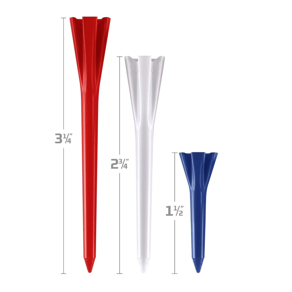 Izzo Plastic Golf Tees (100 Pack) 2.75 Inches Red/White/Blue