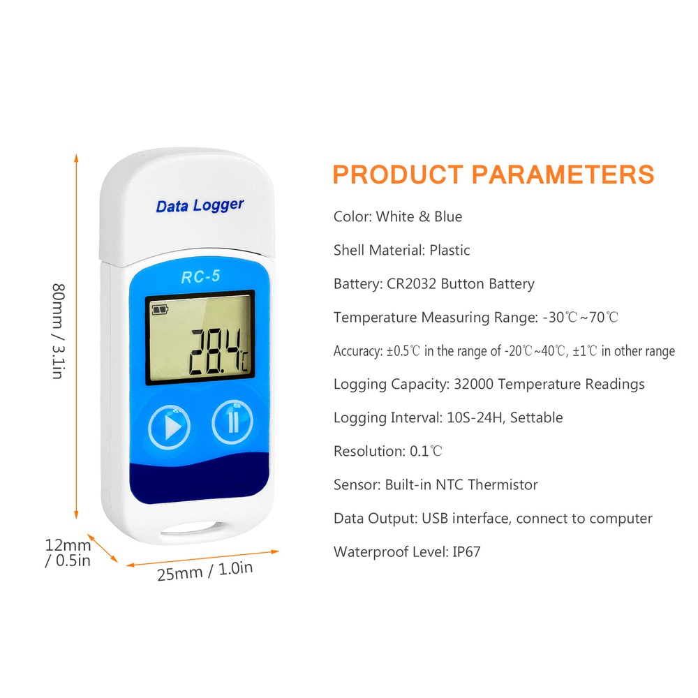 -5 Data Logger High Accuracy USB Data Recorder 32000 R9J1