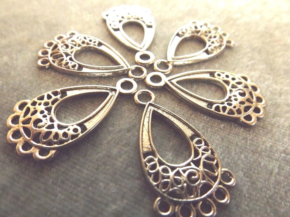 DANGLE EARRING FINDING 28X15 MM TIBETIAN SILVER 12 PIECES