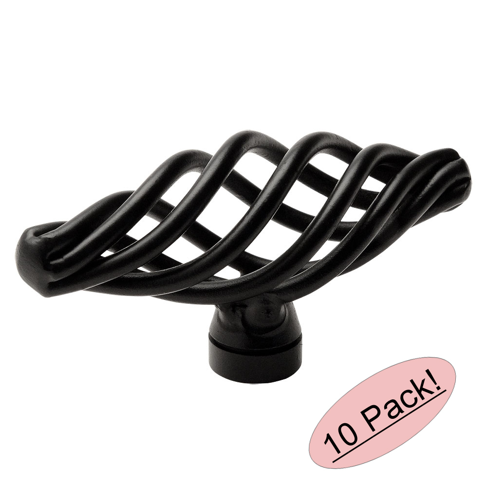 *10 Pack* Cosmas Cabinet Hardware Flat / Matte Black Birdcage Knobs #9991FB