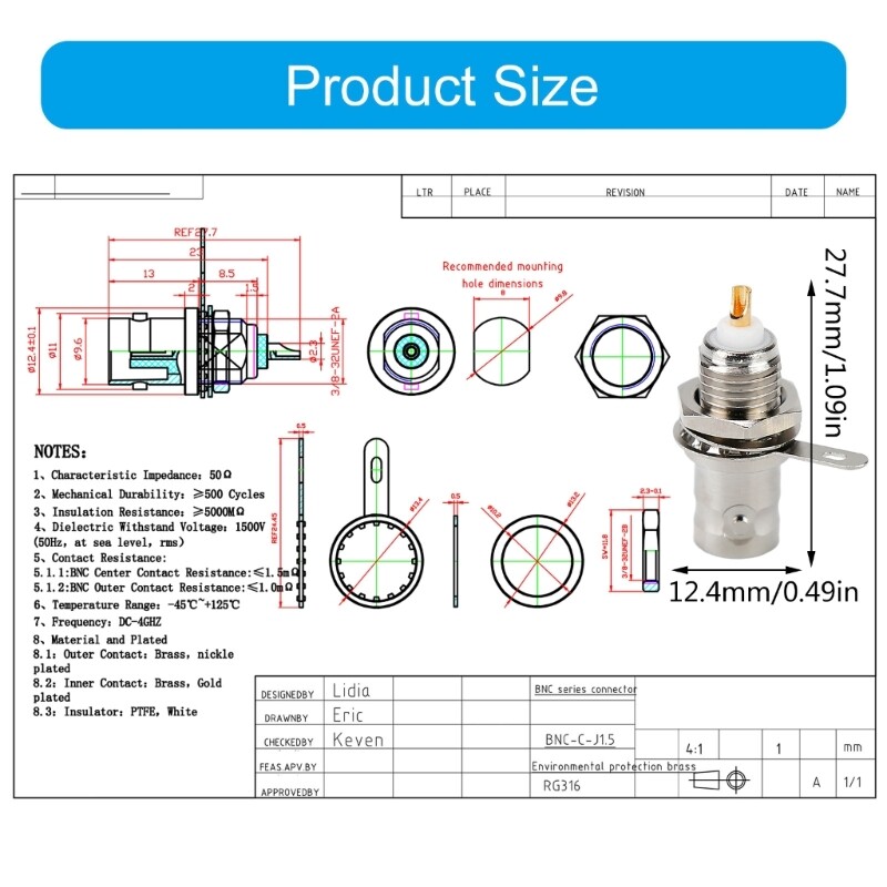 Quality BNC 50KY 12.5 Signal Adapter for Versatility Computer Applications