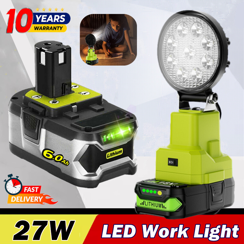 LED Work Light Flashlight For Ryobi 18v Battery Spotlight Emergency Light NEW