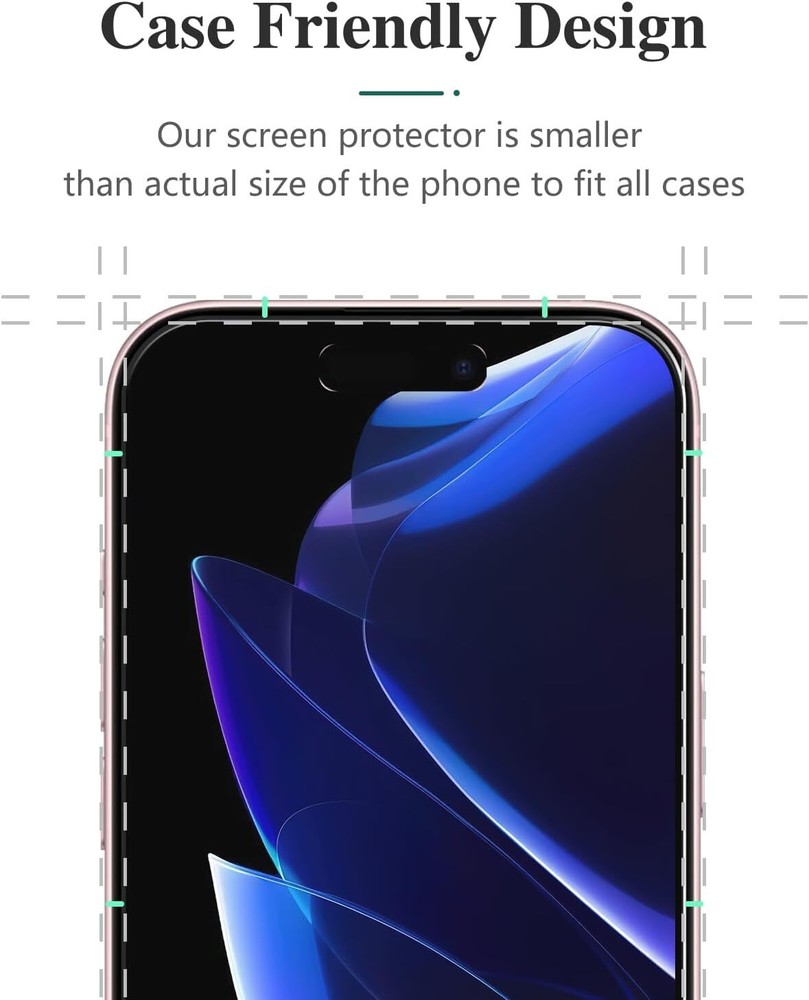 For Apple iPhone 16 Pro Tempered Glass Screen Protector Clear Case Friendly