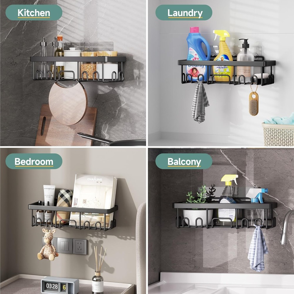 Shower Caddy 6-Pack Advanced Rustproof Design No Drilling Adhesive Shelves Rack