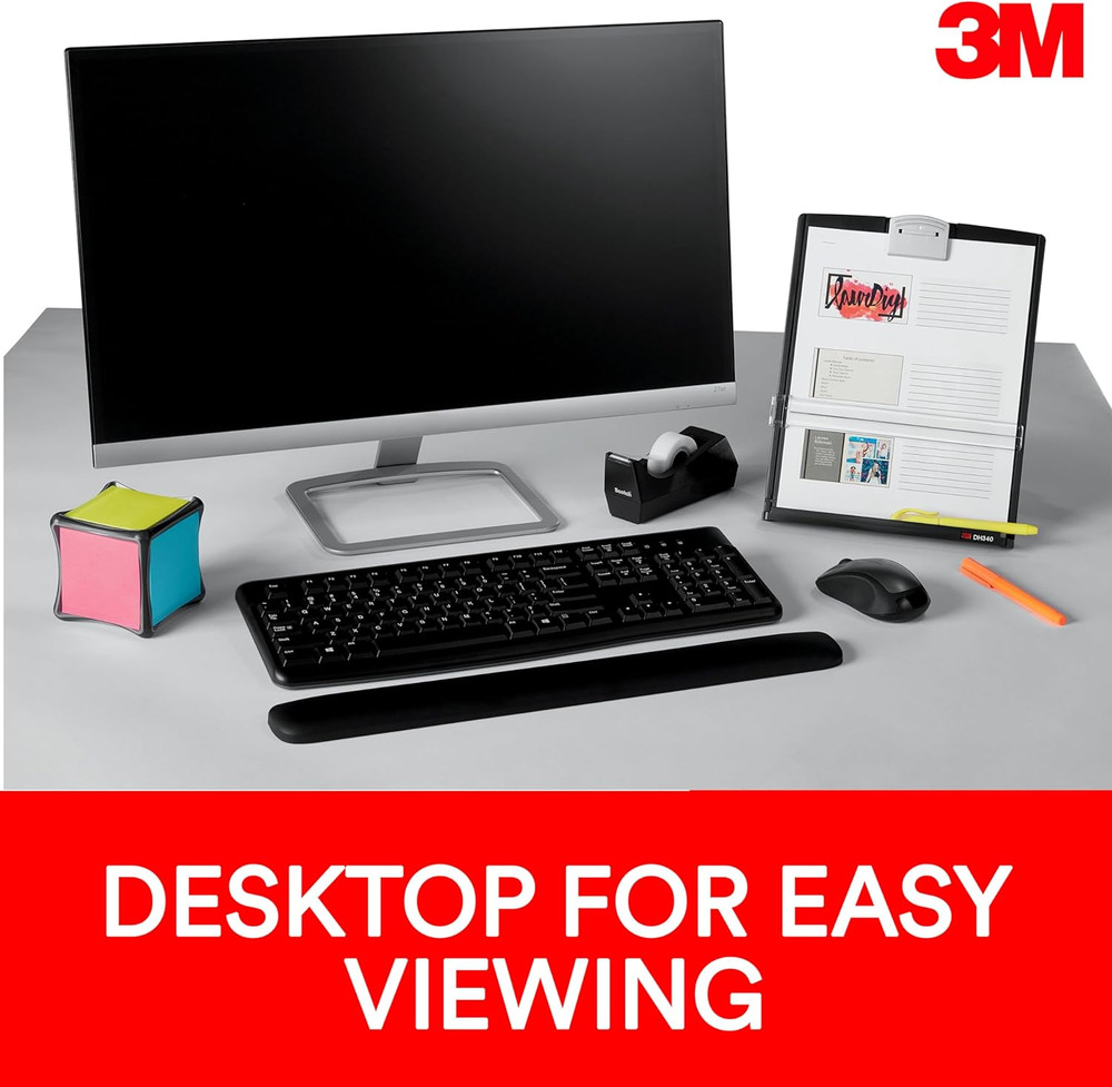 3M Desktop Document Holder Copy Holder, Adjustable Clip Holds Portrait and Lands
