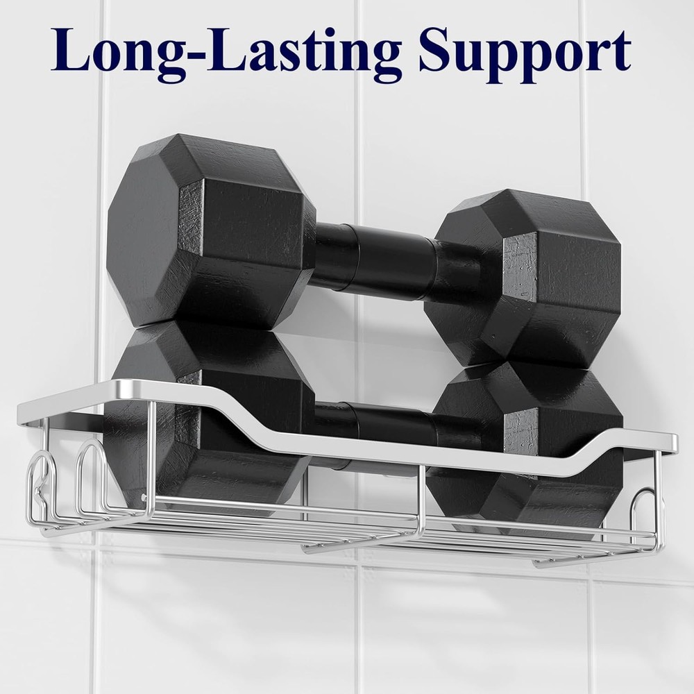 Kitsure Shower Caddy Large - Adhesive Organizer, Large, Silver