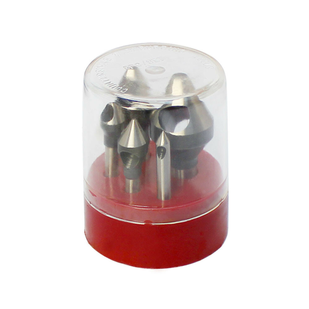 5 PC HSS Countersinks & Deburring Tool Set 60 Degree Straight Shank 1/16-9/16